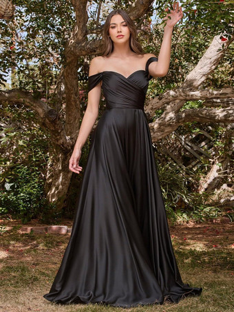 NoirRobes de demoiselle d'honneur en polyester coupe trapèze longueur au sol robes de soirée