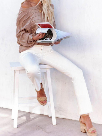 Jeans femme coupe droite style décontracté en denim.
