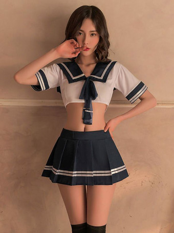 セクシーな女子高生コスチューム　女性用トップス・スカート・ランジェリーセット