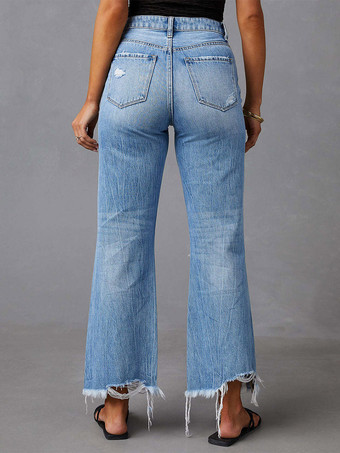 Bas de jeans sexy et décontractés à franges et taille haute en denim