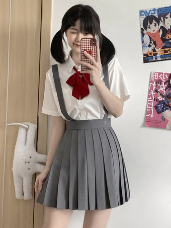 GrisUniforme scolaire japonais Lolita classique SK Jupes Lolita plissées noires