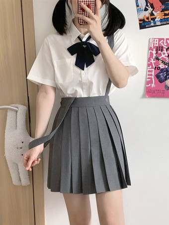 blanc Chemisier Lolita blanc JK chemise Lolita blanche à manches courtes