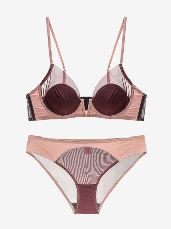 Ensemble soutien-gorge et culotte deux pièces rose fuchsia découpé