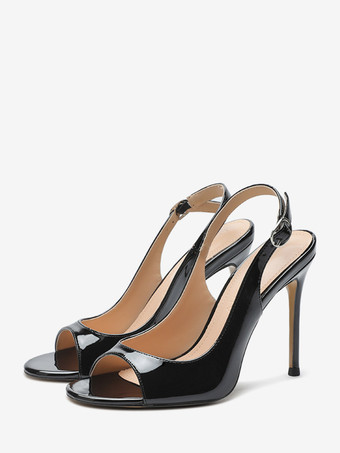 noir Escarpins nude à bout ouvert et bride arrière pour femmes