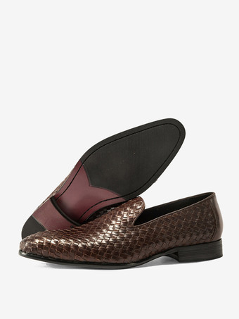 Mocassins noirs pour hommes bout rond en cuir de vachette chaussures habillées à enfiler