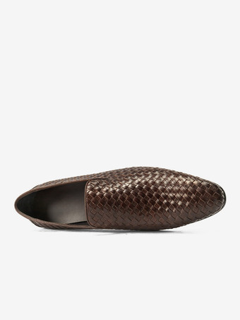 Mocassins noirs pour hommes bout rond en cuir de vachette chaussures habillées à enfiler