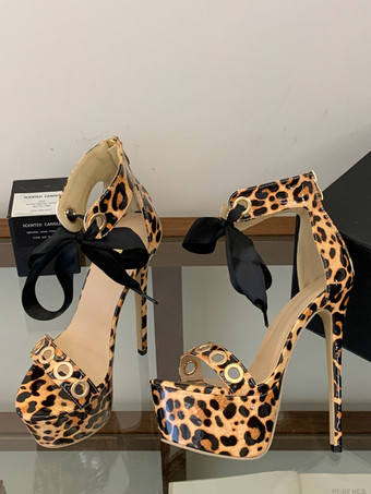 Sandales noires à talons hauts pour femmes bout ouvert découpes lacets