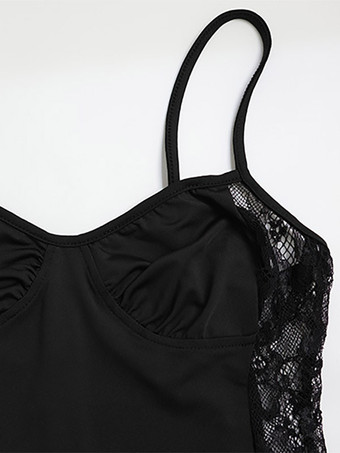 Robe de soirée bustier à bretelles spaghetti et découpe latérale en dentelle robe maxi moulante