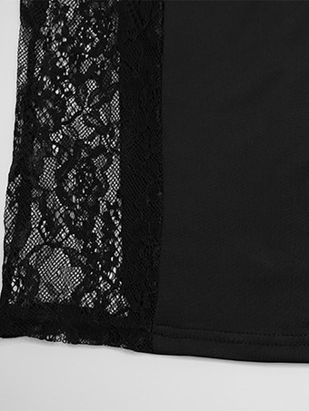 Robe de soirée bustier à bretelles spaghetti et découpe latérale en dentelle robe maxi moulante