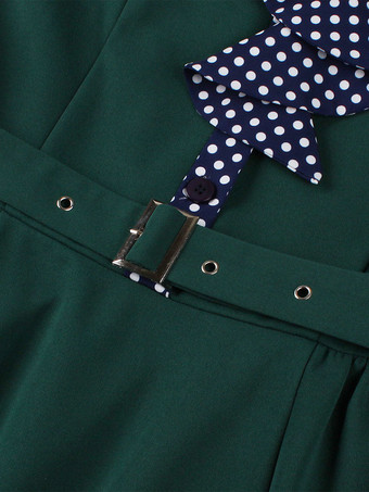 Robe vintage pour femme style années 1950 robe trapèze à pois col et nœud papillon robe midi idéale pour un tea party.