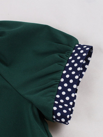 Robe vintage pour femme style années 1950 robe trapèze à pois col et nœud papillon robe midi idéale pour un tea party.
