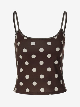 Débardeur marron café à bretelles col et épaules dénudées style chic pour femme