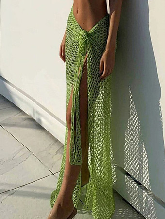 vert Jupes blanches sexy en résille longues pour l'été bas pour femmes