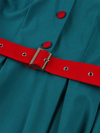 Robe trapèze vintage années 1950 pour femme sans manches à col idéale pour un tea party.