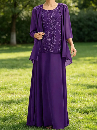 PruneRobe de mère de la mariée col bijou manches 3/4 dentelle robe d'invitée pour un mariage