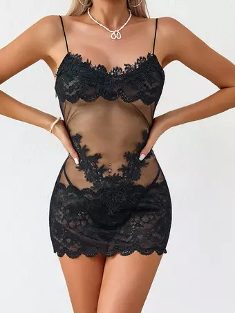 sheer negligee dress Sheer Chiffon Nightgown, See-through Babydoll Lingerie