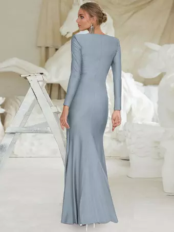 long sleeve maxi dresses for women party wear Prettygarden Women's Fall Spring Elegant Long Sleeve Maxi Dress Swiss Dot A Line Flowy Casual Holiday Party Going Out Dresses, Size: Large, Blue