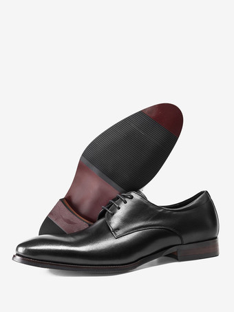Chaussures habillées noires pour hommes bout rond à lacets