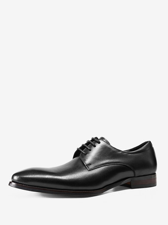 noir Chaussures habillées noires pour hommes bout rond à lacets