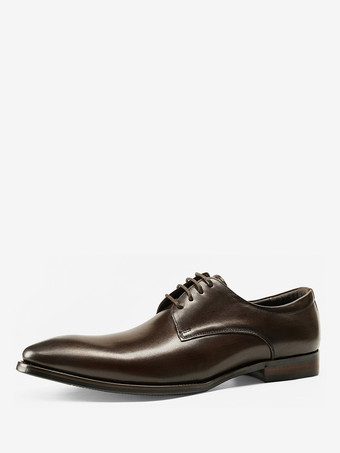 MarronChaussures habillées noires pour hommes bout rond à lacets