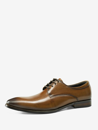 Brun Chaussures habillées noires pour hommes bout rond à lacets