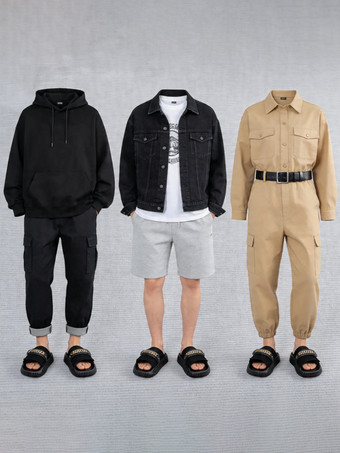 Sandales pour hommes mules à bout ouvert détail chaîne talon compensé