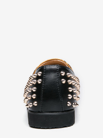 Mocassins homme léopard en daim à bout rond et rivets