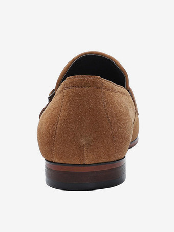Mocassins habillés pour hommes en daim bout rond boucle à enfiler