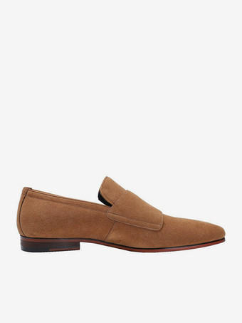 Mocassins habillés pour hommes en daim bout rond boucle à enfiler