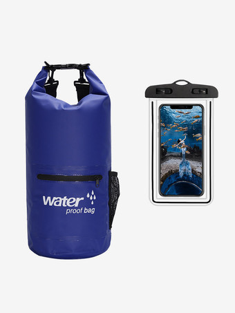 ディープブルー2-in-1防水ドライバッグ（外側ジッパーポケット付き）、お揃いのスマホ用ドライバッグ