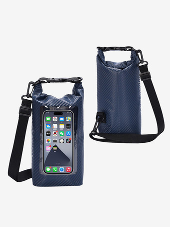 ロイヤルブルー前面に透明なスマホ用ウィンドウが付いた、2つのコンパートメントを備えた防水ドライバッグ