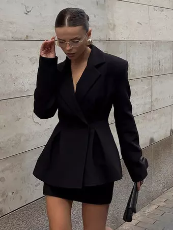 peplum dress suit Long Sleeve Peplum Suit Hot Pink