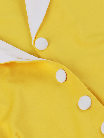 1950年代ヴィンテージフルーツプリントスイングドレス、コントラストカラー、パフスリーブ、ベルト付きミディドレス
