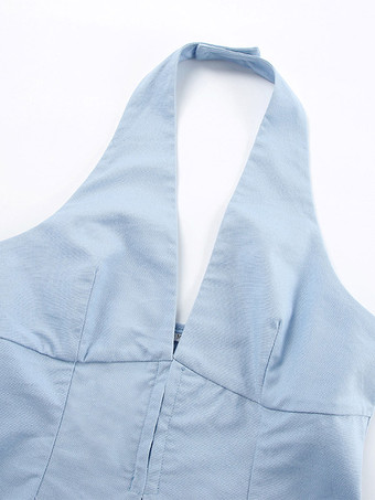 Ensemble deux pièces pour femme : débardeur court zippé à col V et pantalon large.