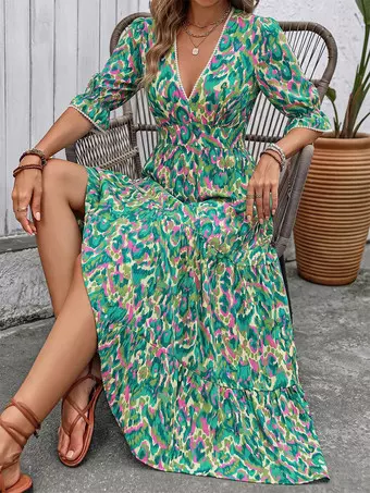 women's casual knit dresses V-neck cashmere dress, long sleeve, loose fit, dre – Xuyishen My Actual Bust is:26