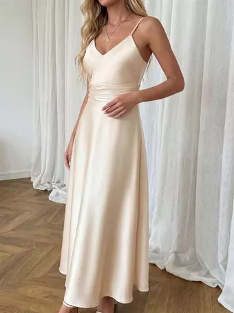 champagne slip dress bridesmaid Light Champagne Silk Slip Dress