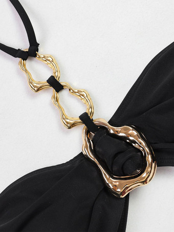 Ensemble maillot de bain et cache-maillots noirs sexy sans manches soutien-gorge dos nu et jupe longue.