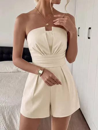 beige romper dress Golden Hour Jacquard Romper Dress - Olive Green and Beige