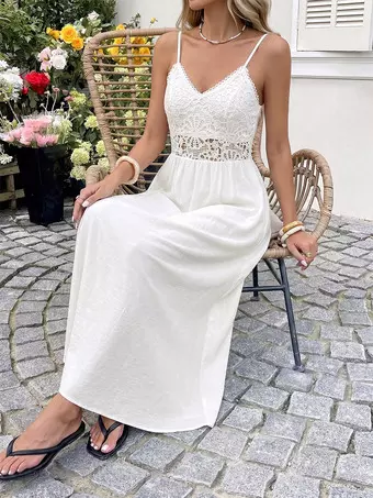 flowy white dress beach Long Flowy White Beach Dress