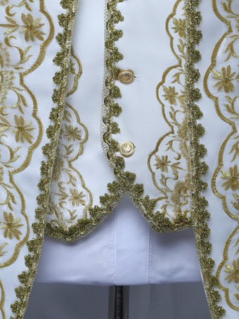 Tenue médiévale noble vintage en jacquard or bordeaux royal