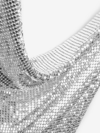 Cinghie sexy Halter Top in metallo con paillettes Clubwear Top senza maniche Cinghie senza maniche in poliestere Cami drappeggiato Crop per le donne