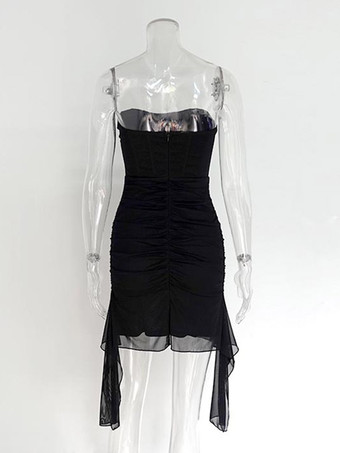 Robe de soirée mini violette sans bretelles et sans manches robe sexy semi-formelle
