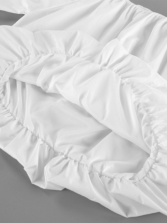 Blouse blanche élégante à épaules dénudées et manches longues en coton pour femme