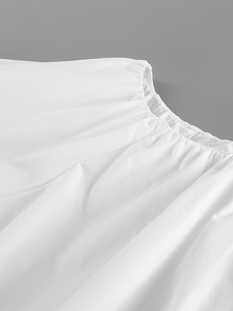 Blouse blanche élégante à épaules dénudées et manches longues en coton pour femme