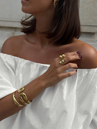 Blouse blanche élégante à épaules dénudées et manches longues en coton pour femme