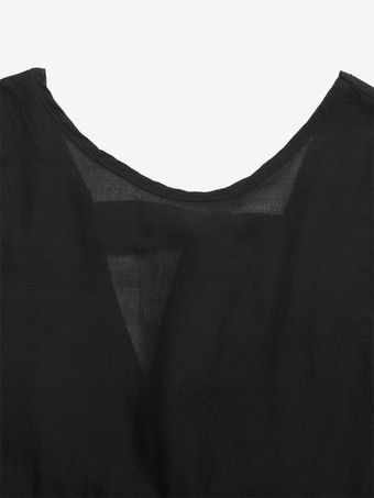 Débardeur péplum blanc à col rond et broderie florale sans manches pour femme