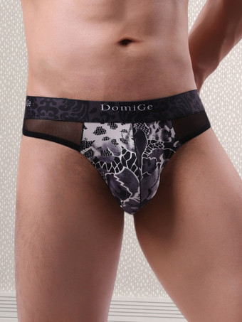 noir Sous-vêtements pour hommes culotte sexy string transparent à imprimé floral vert foncé