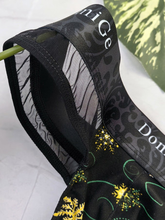 Sous-vêtements pour hommes culotte sexy string transparent à imprimé floral vert foncé