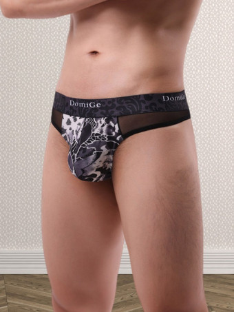 Sous-vêtements pour hommes culotte sexy string transparent à imprimé floral vert foncé