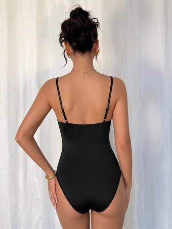 Body sans manches noir dos nu à bretelles fines haut sexy pour femme